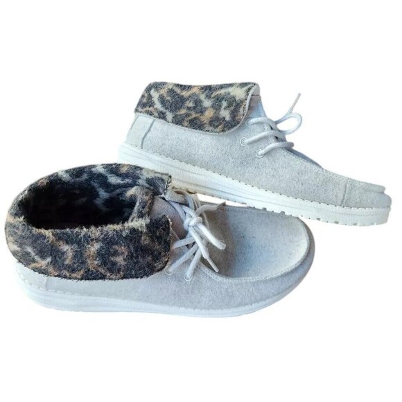 Hey Dude Shoes - Hey Dude Britt Cream Cheetah US 11 EU 42 Womens Washable Mid Ankle Gray